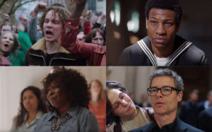 Clockwise: Austin P. McKenzie as Cleve Jones, Jonathan Majors as Ken Jones, Guy Pierce as Cleve Jones and Mary Louise Parker as Roma Guy, and Whoopi Goldberg as Pat Norman